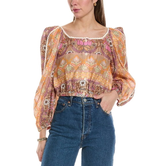 Sandro womens  Linen-Blend Top, 3, Beige