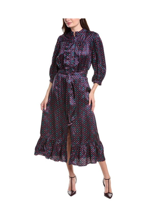 womens Tie Waist Shirtdress, 34, Blue