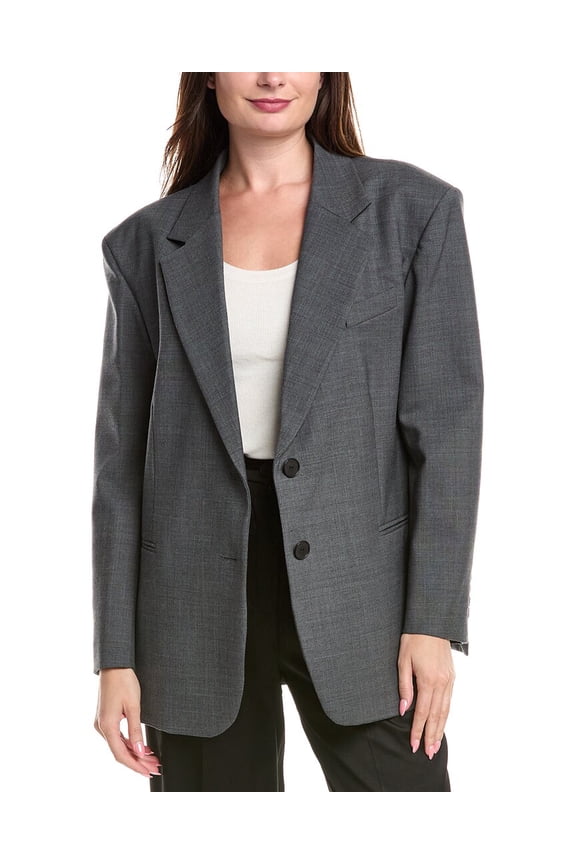 womens Wool-Blend Blazer, 38, Grey