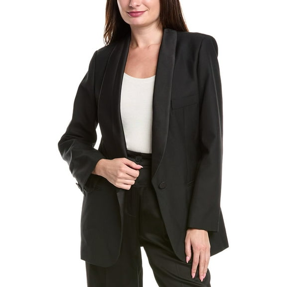 Sandro womens  Wool-Blend Blazer, 40, Black