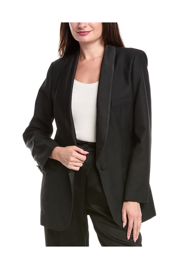 womens Wool-Blend Blazer, 40, Black