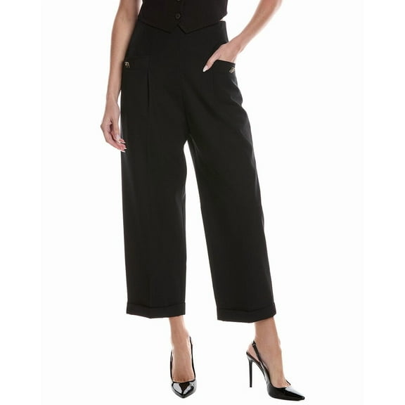 Sandro womens  Wool-Blend Trouser, 36, Black