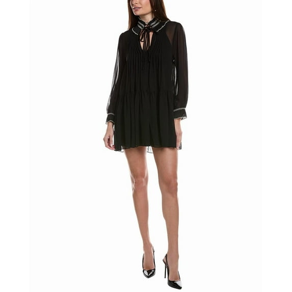 Sandro womens Woven Mini Dress, 34, Black