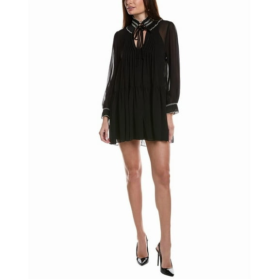 Sandro womens  Woven Mini Dress, 40, Black