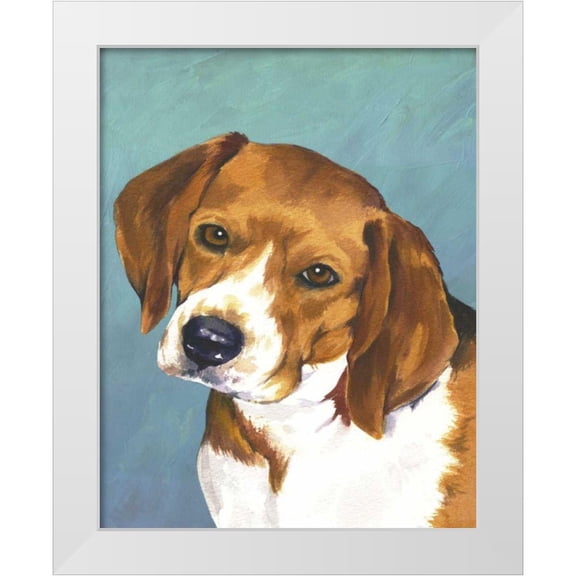 Sands, Jill 12x14 White Modern Wood Framed Museum Art Print Titled - Dog Portrait-Beagle