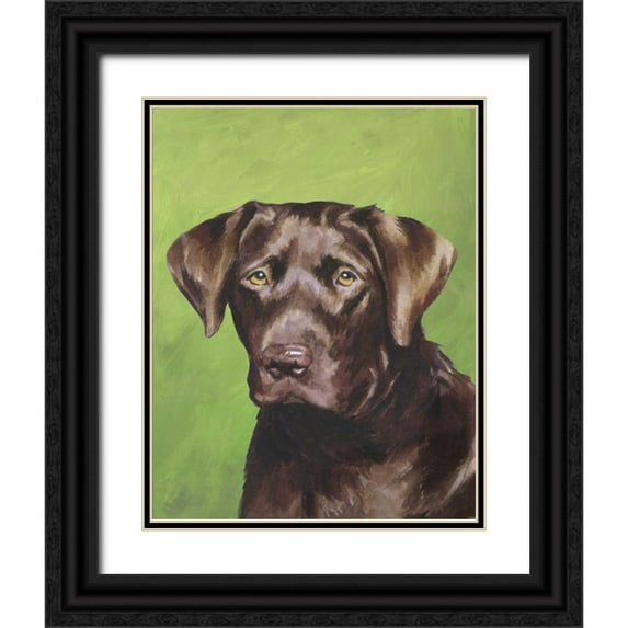 Sands, Jill 15x18 Black Ornate Wood Framed with Double Matting Museum Art Print Titled - Dog Portrait-Chocolate