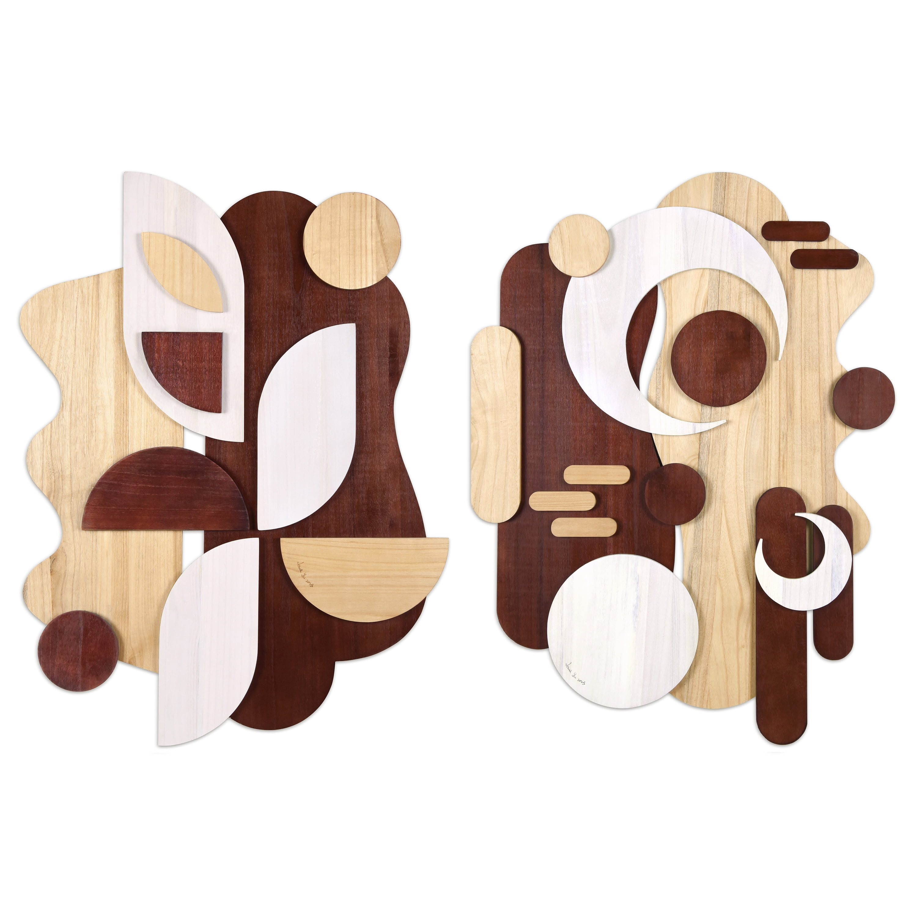 "Sands Serenade I & II" Hand Made & Hand Finished Dimensional Solid Wood Abstracts