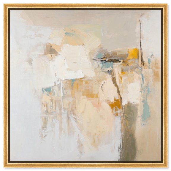 Sands of Solitude I Canvas Minimal Abstracts by Art Remedy, Gold Frame, 40" x 40"