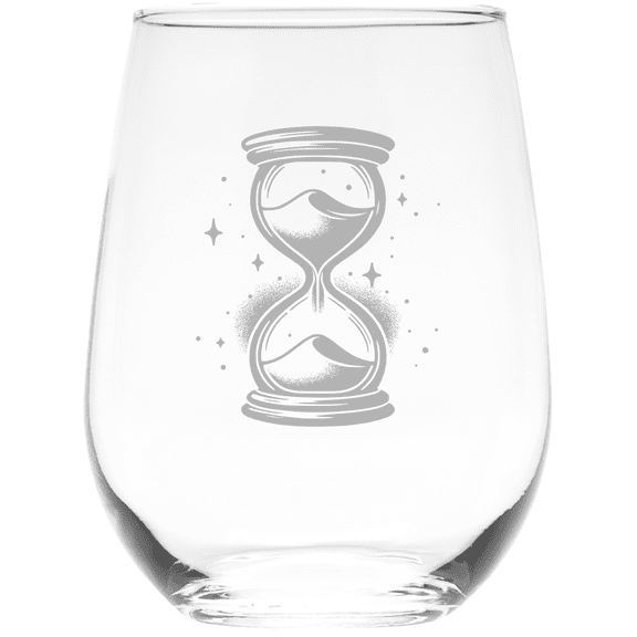 C&M Personal Gifts 17 oz Sands of Time Hourglass Design Stemless Wine Glass