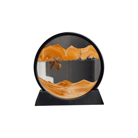 Sandscape Moving Sand Art Picture Round Hourglass 3D Mountain Sandscape Motion Display Flowing Sand Painting-Yellow