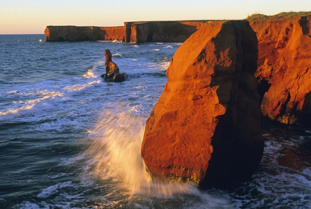 Sandstobe Cliffs La Belle Anse Magdalen Islands Quebec Canvas Art - John Sylvester Design Pics (34 x 22)