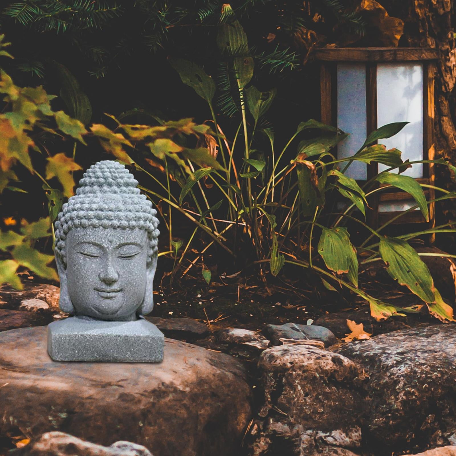 Sandstone Buddha Statue Collectible Figurine Artwork Landscape Meditating Aquarium Decoration Sculpture for Desktop Store Shop Garden Decor