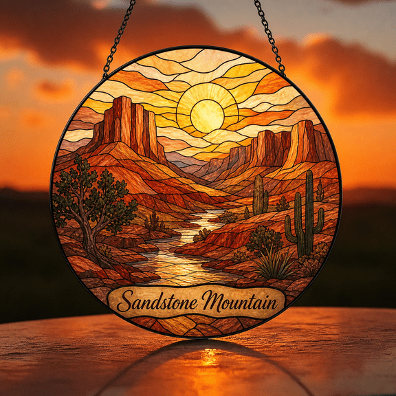 Sandstone Mountain Suncatcher Window Hanging Acrylic Desert Landscape Gift