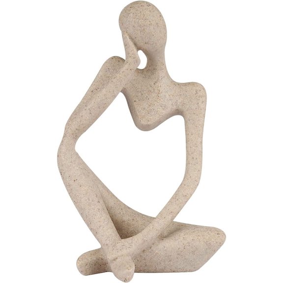 Sandstone Resin Thinker Abstract Sculpture Home Office Desktop Decor Small Left