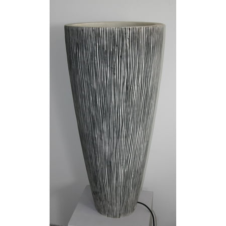 Sandstone Ribbed Finish Long Conical Planter With Light 18" X 39"