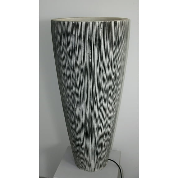 Sandstone Ribbed Finish Long Conical Planter With Light 18" X 39"
