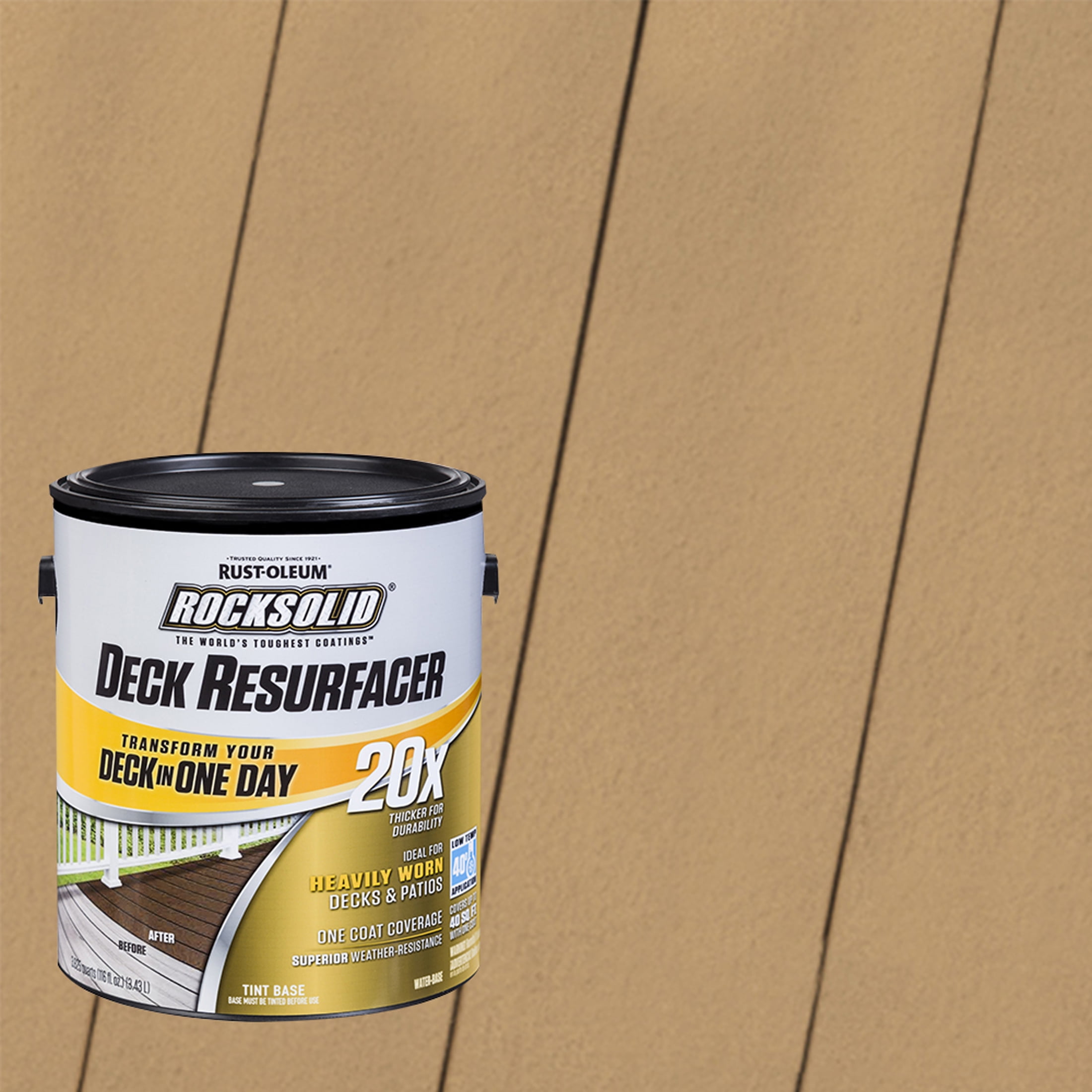 Sandstone, Rust-Oleum RockSolid 20X Exterior Wood Deck Resurfacer-319406T, Gallon