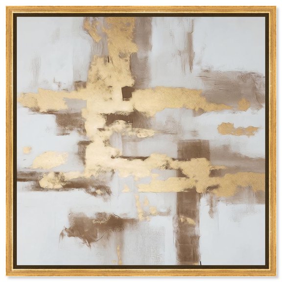 Sandstone and Gold II Canvas Print Coastal Gold Wall Art by Art Remedy, Gold Frame, 16 x 16