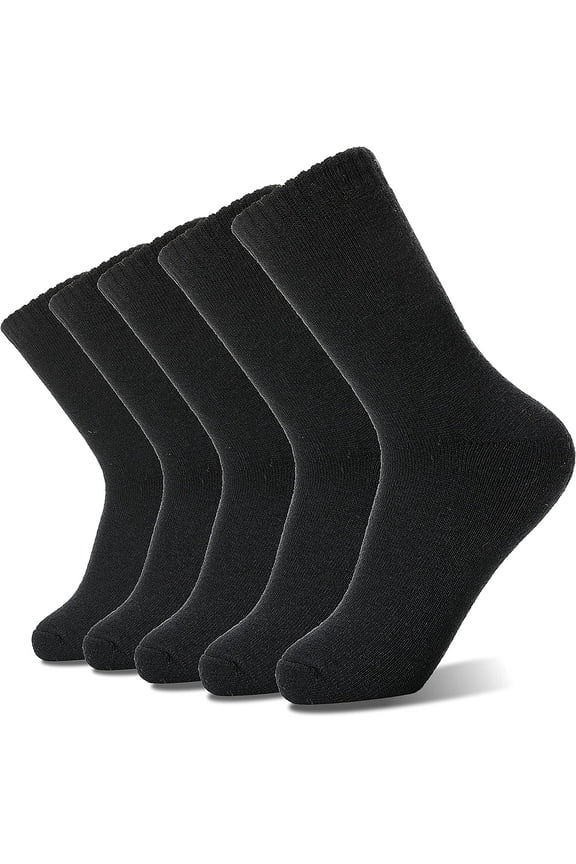 Merino Wool Socks for Women Hiking Warm Thick Cozy Boot Thermal Winter Work Soft Ladies Socks 5 Pack Black