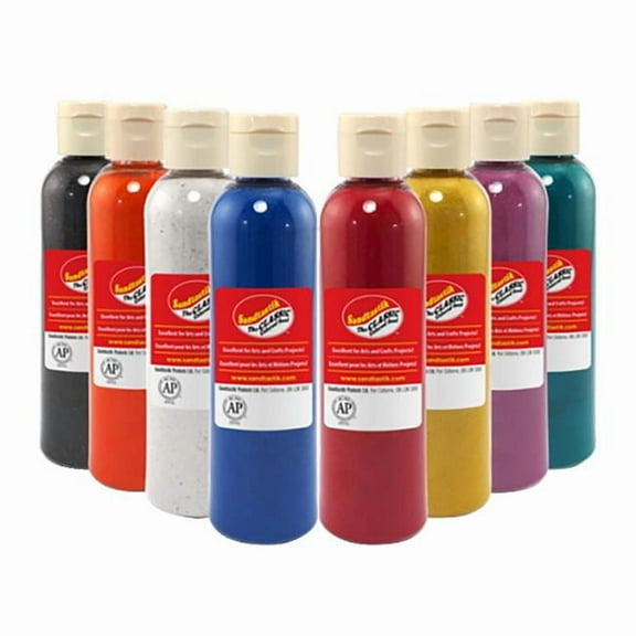 Sandtastik Products Non-Toxic Scenic Art Sand with Shaker Tops, Assorted Color - 10 oz Bottle - Set of 8