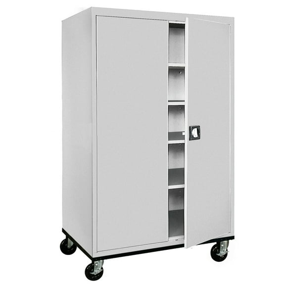 Sandusky Jumbo Mobile Steel Storage Cabinet, 78"H x 46"W x 24"D, Dove Gray