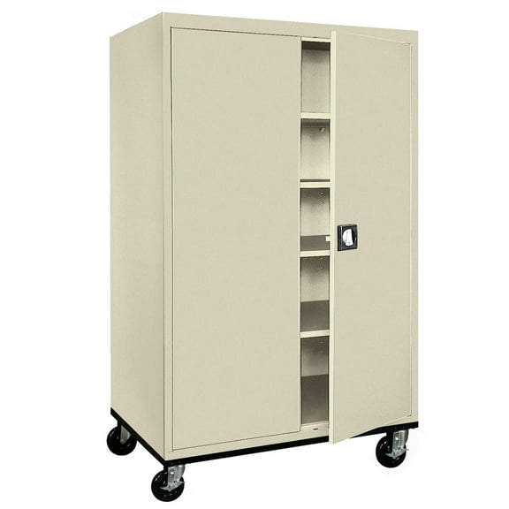Sandusky Jumbo Mobile Steel Storage Cabinet, 78"H x 46"W x 24"D, Putty