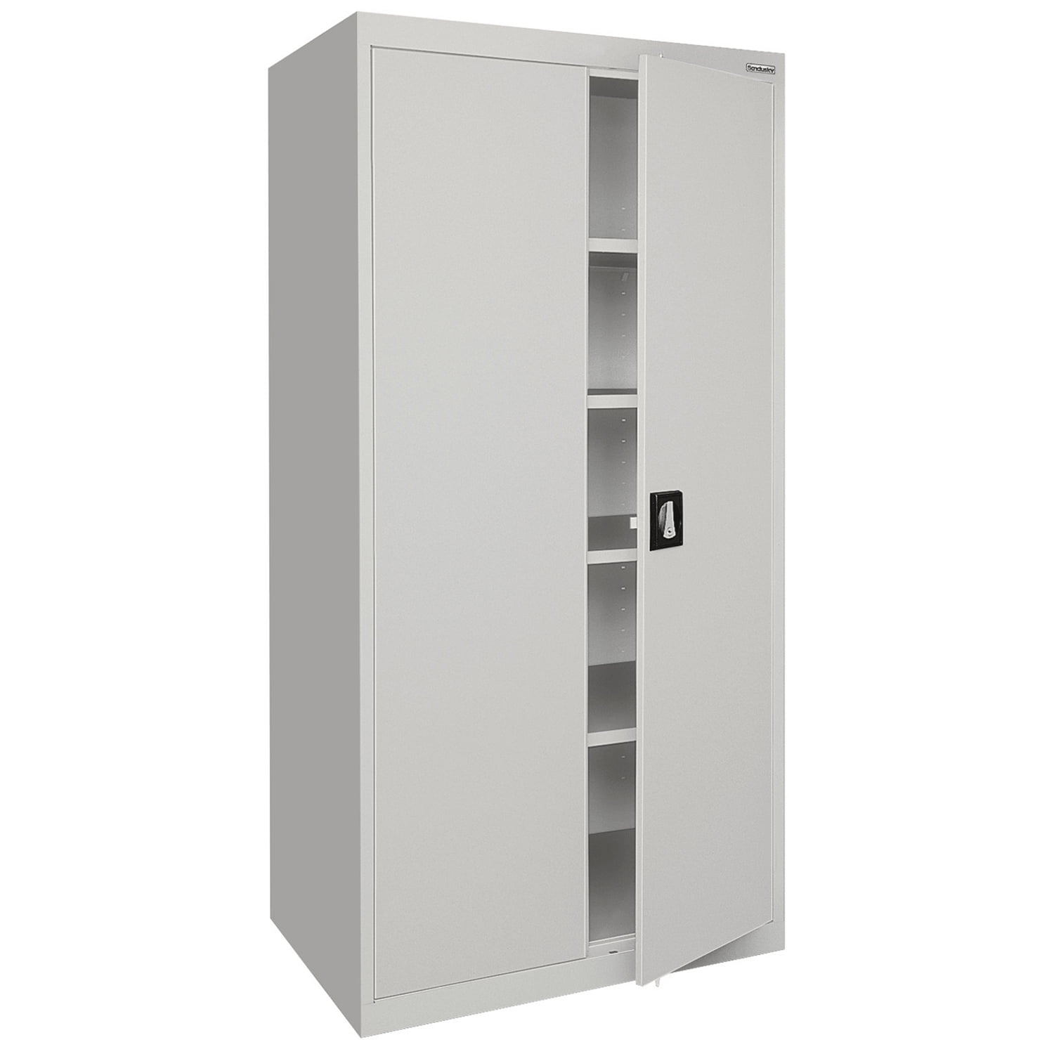 Dove Gray Steel Freestanding Lockable Office Cabinet with Adjustable Shelving