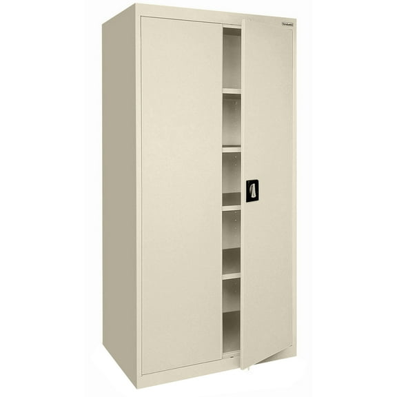Sandusky Lee 36"W x 24"D x 72"H 5-Shelf Freestanding Steel Storage Cabinet with Recessed Handle, Putty
