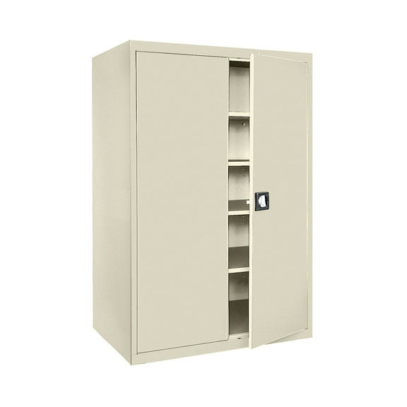 Sandusky Lee 46"W x 24"D x 72"H 5-Shelf Freestanding Steel Storage Cabinet with Recessed Handle, Putty