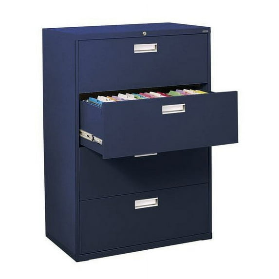 Sandusky Lee 600 Series 36" 4-Drawer Lateral File, Navy Blue