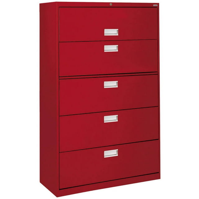 Sandusky Lee 600 Series 36" 5-Drawer Lateral File, Red