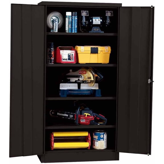 Sandusky Lee 72 Inch Locking Storage Cabinet w/ 4 Adjustable Shelves, Black