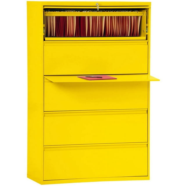 Sandusky Lee 800 Series 42" 5-Drawer Full Pull Lateral File, Yellow