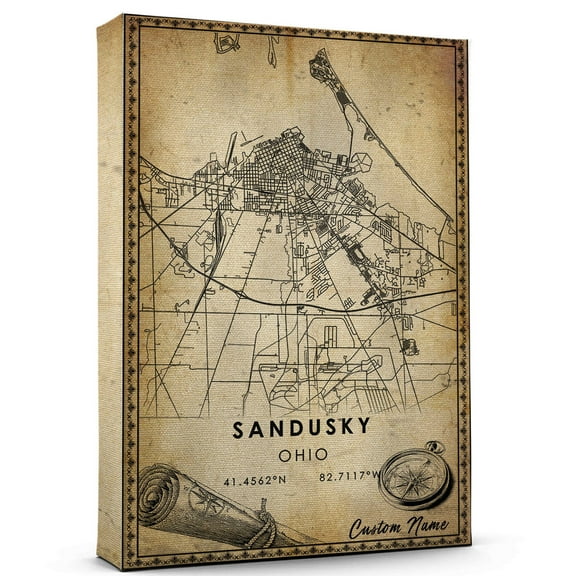 Sandusky Map Poster, Ohio Map Art Poster, Canvas, Sandusky Map City vintage Poster, Street Map Artwork Poster, Sandusky Map Canvas - 89AZ991