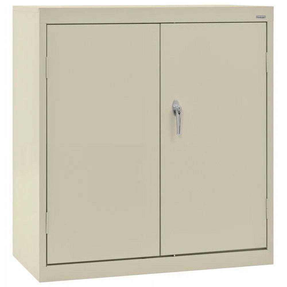 Putty Steel Lockable Freestanding Cabinet with Adjustable Shelving