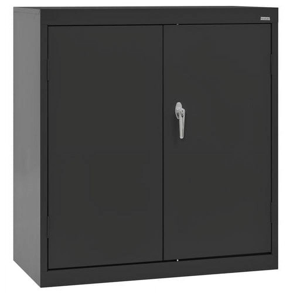 Black Steel Freestanding Lockable Office Cabinet with Adjustable Shelving
