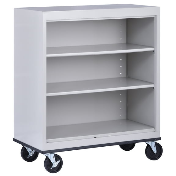 Sandusky Welded Mobile 42 in. Tall Standard Steel Bookcase with Adjustable Shelves in Dove Gray
