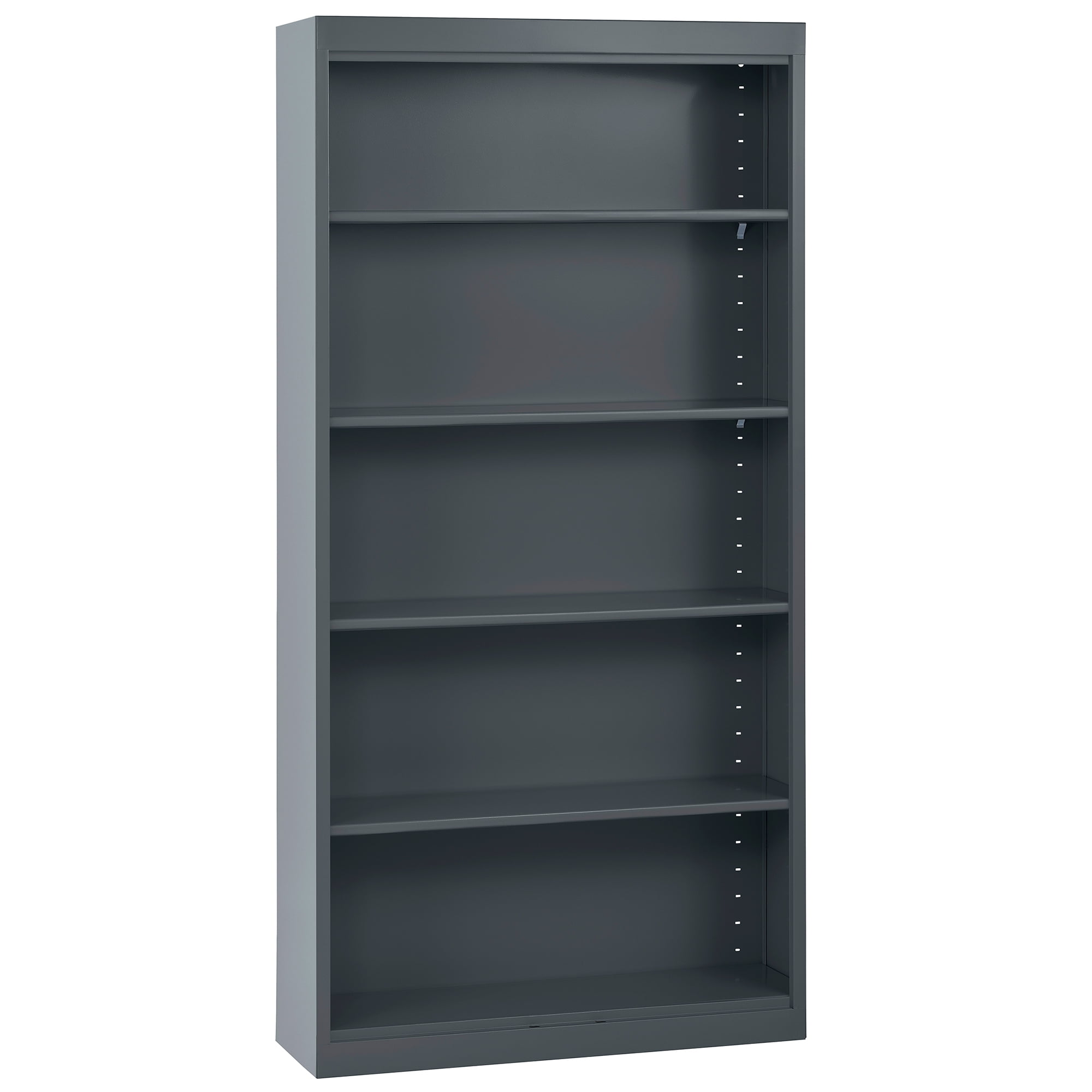 Charcoal Powder-Coated Steel 72" Adjustable 5-Shelf Bookcase