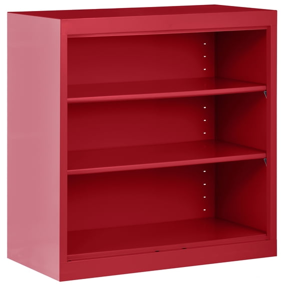 Sandusky Welded Steel Freestanding Bookcase Storage Cabinet, Red