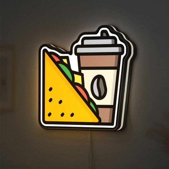 Sandwich 3D Novelty Light Box for Cafes, Countertop Decor, Ideal for Brunch Lovers (Width 8 inch, 20cm)