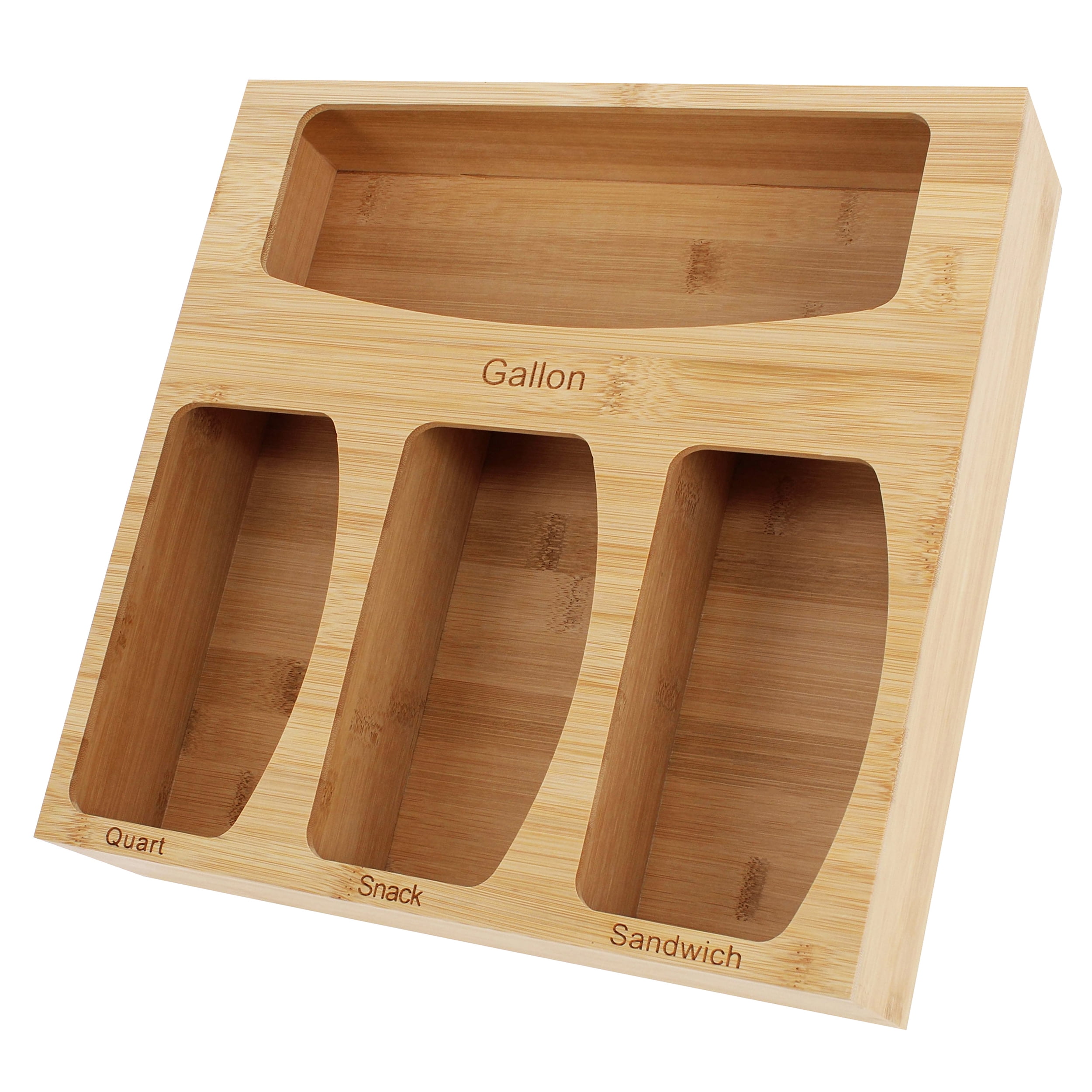 Sandwich Bag Storage Bamboo Organizer for Kitchen Drawer Compatible