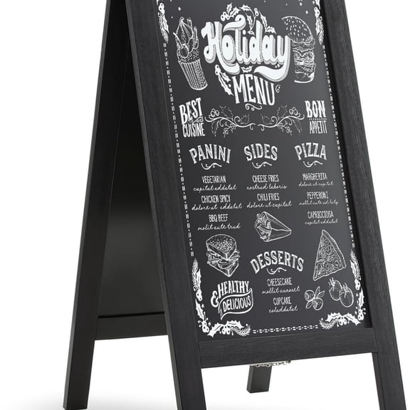 Sandwich Board 48"x24" Solid Pine Wood Rustic Black,Chalk Board Sign Board,Sandwich Board Signs Outdoor, Chalkboard Easel,A Frame Chalkboard Sign