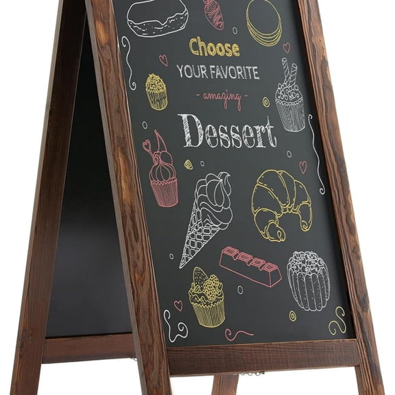 Sandwich Board 48"x24" Solid Pine Wood Rustic Brown,Chalk Board Sign Board,Sandwich Board Signs Outdoor, Chalkboard Easel,A Frame Chalkboard Sign