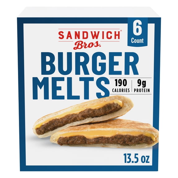 Sandwich Bros. Burger Melts, Frozen Pita Sandwiches, 13.5 oz., 6-Count