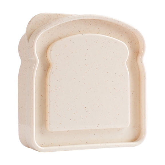 Sandwich Containers, Sandwich Box Food Storage Toast Shape Holder Plastic for Lunch, Sandwich Keeper for Adults Beige