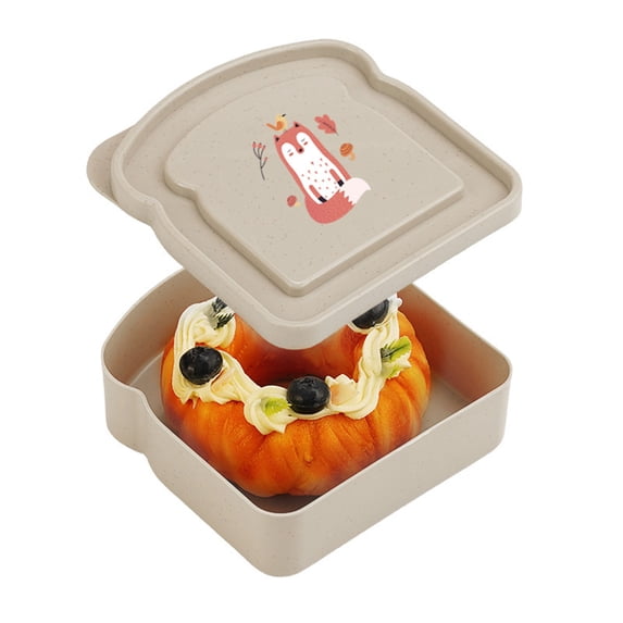 Sandwich Containers, Sandwich Box Food Storage Toast Shape Holder Plastic for Lunch, Sandwich Keeper for Adults Prep Microwave(Beige)
