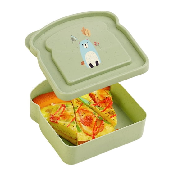 Sandwich Containers, Sandwich Box Food Storage Toast Shape Holder Plastic for Lunch, Sandwich Keeper for Adults Prep Microwave(Green)