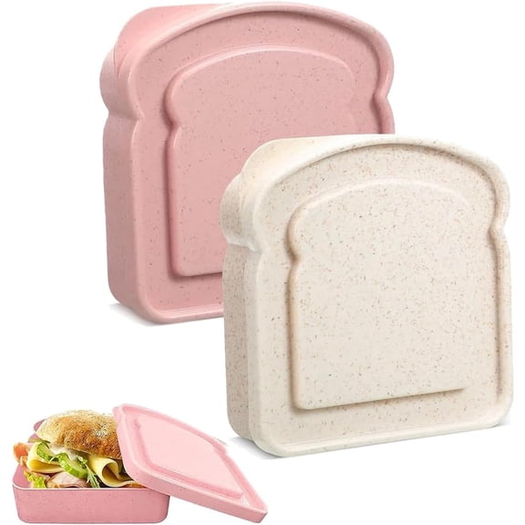 Sandwich Containers, Sandwich Containers for Lunch Boxes, Reusable Plastic Food Storage Sandwich Box with Lid, BPA Free for Family Adults for Office, Camping
