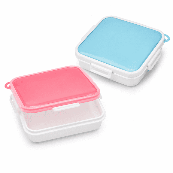 Sandwich Containers, Silicone Sandwich Storage with Snap-Off,Sandwich Box for Lunch,BPA Free,Leakproof, Reusable Plastic Sandwich Holder for Fruit,Salad,Snacks and Food Storage (Pink+Blue)