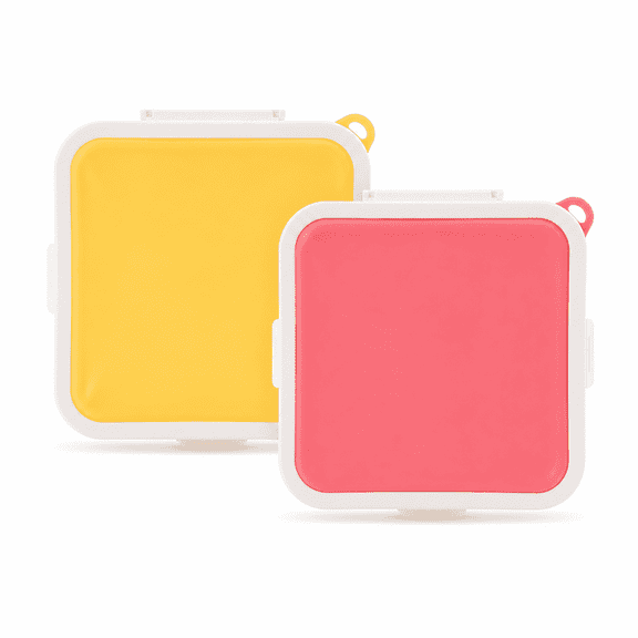 ABCISI 2pcs Sandwich Containers, Silicone Sandwich Storage with Snap, Sandwich Box for Lunch, BPA Free, Leakproof Reusable Plastic Sandwich Holder for Fruit Salad Snacks and Food Storage(Yellow+Pink)